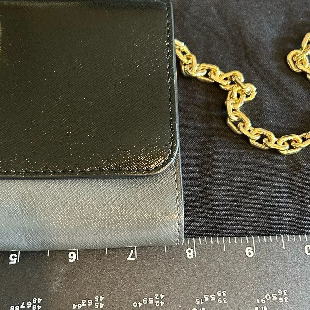 Marc Jacobs Stylish Black & Gray Women's Bag Wallet On Chain for Cards and Phone